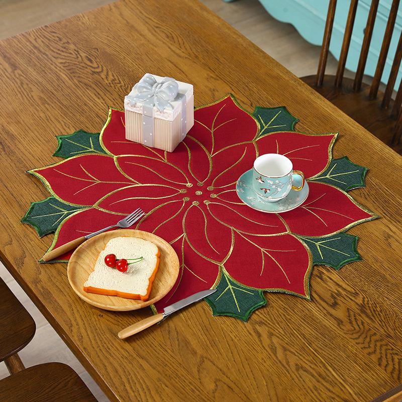 3Size New Europe Cotton Christmas Flower Table Runner Lace Embroidered Cover Cloth Towel Kitchen Tablecloth Party Birthday Decor