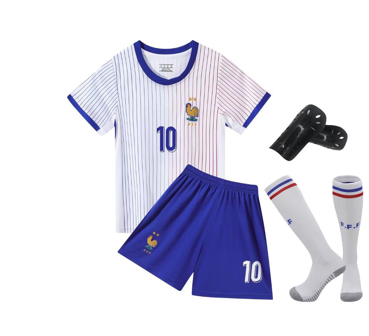 

24-25 France Away No. 10 National Team Football Jersey Children S Clothing Children S Set Size 14-30 14 yards/90