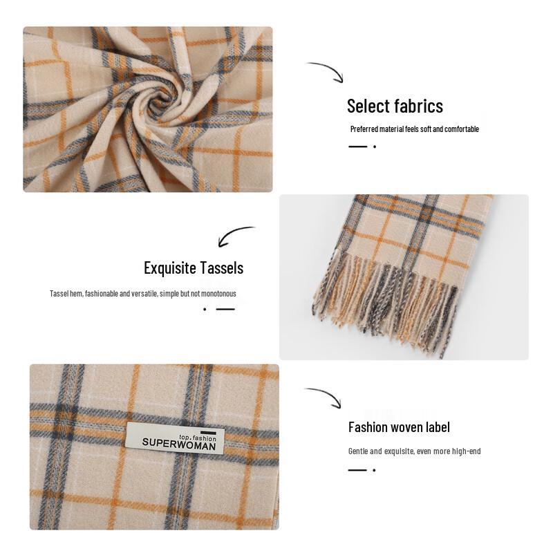 MUMARU Women's Thickened Warm Plaid Scarf