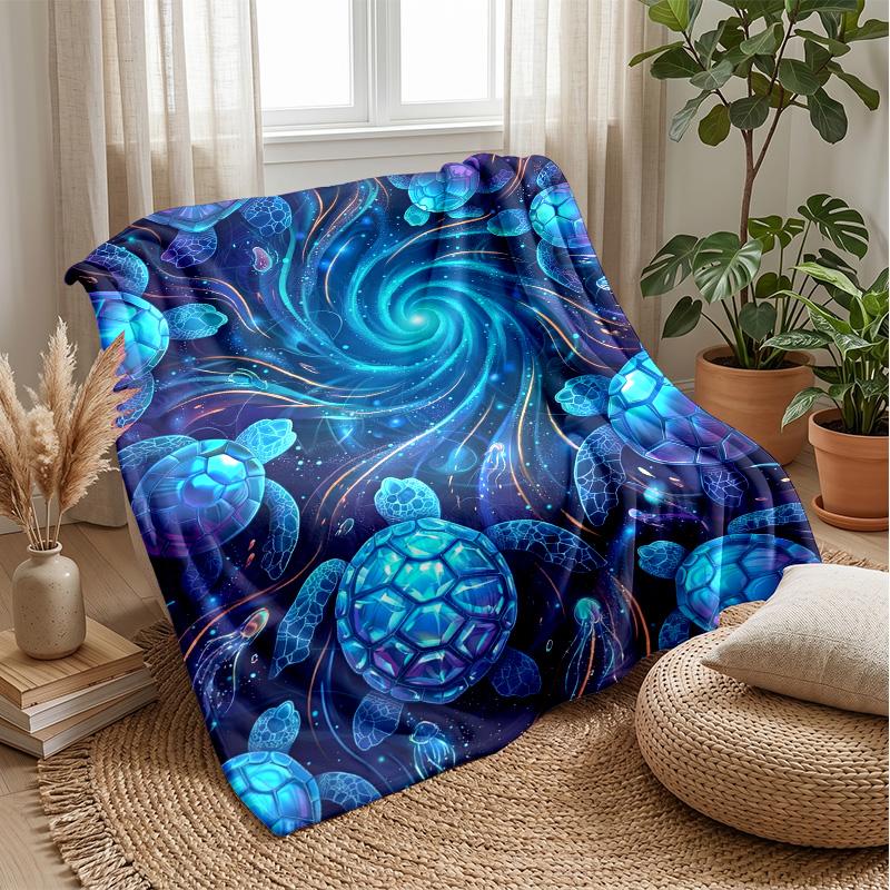 Oceanic Sparkle Turtles Theme blanket Lightweight Warm Flannel Blanket Decorative Throw Blanket for Home Decoration