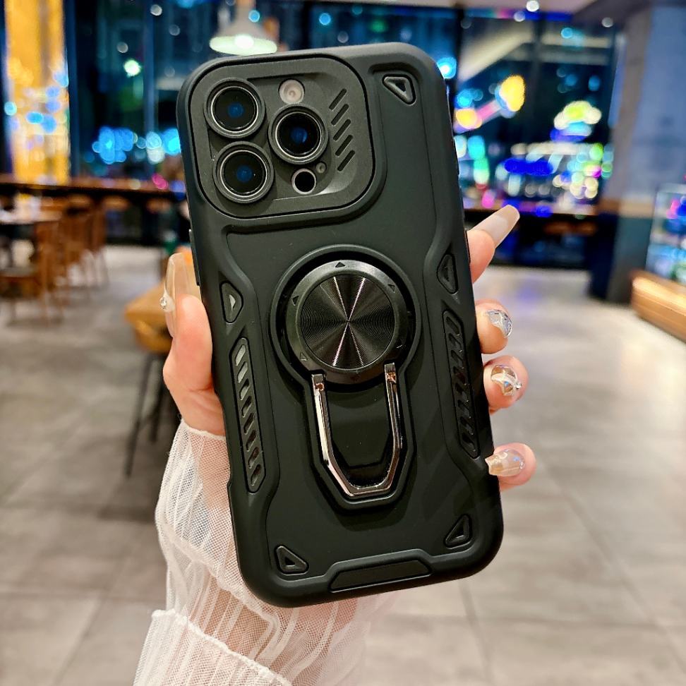 

Luxury armored 360° Rotating Metal Ring Phone Case for iPhone 16 Pro Max 15 14 13 12 11 Shockproof Stand Invisable Bracket Cover iPhone 11 чёрный