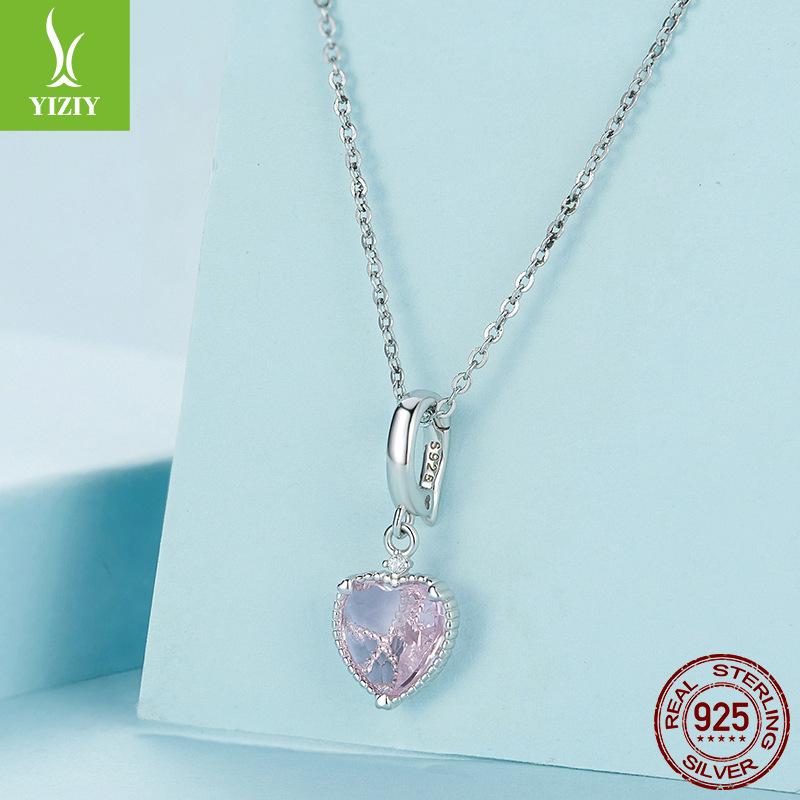 Pink Love Diy Bracelet Necklace Pendant, Girl Dream Sweet Wind S925 Sterling Silver Beads