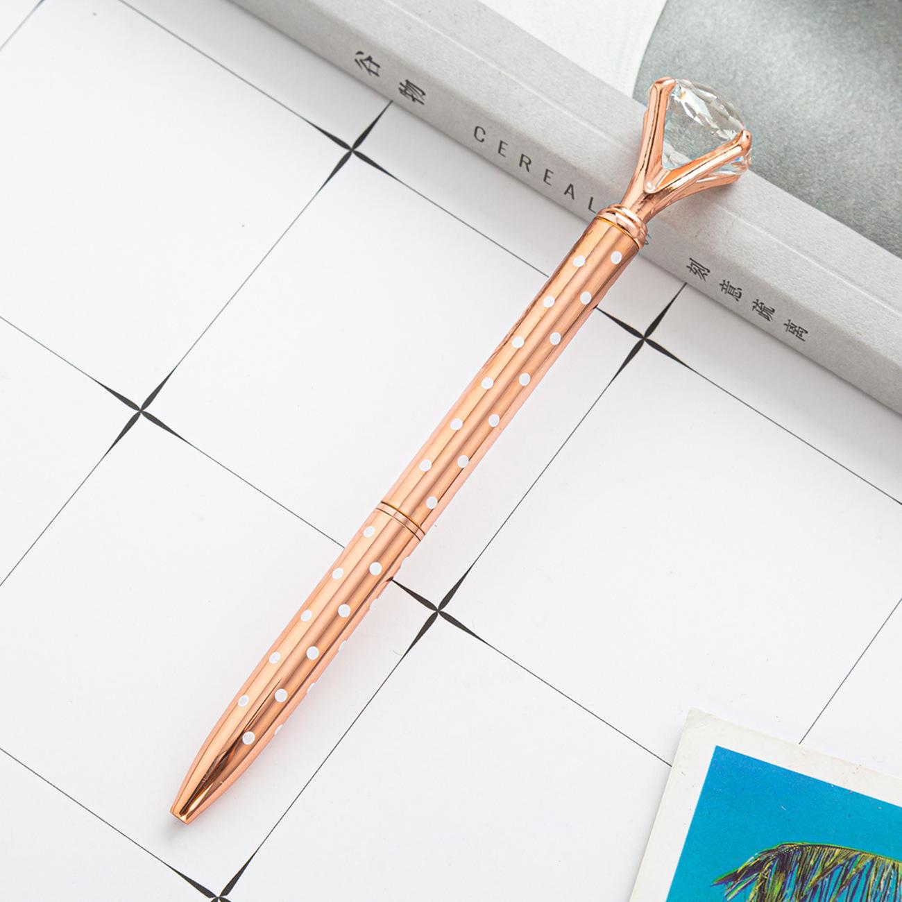 

1 шт. шариковая ручка школьные канцелярские принадлежности свадебные канцелярские принадлежности кристалл алмаз металл розовое золото роскошь спиннинг Ink Color:Black