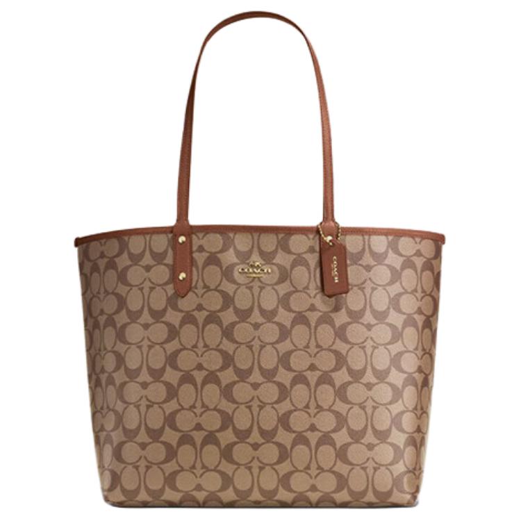Coach City 33 Reversible Monogram PVC Tote Bag Women tote Brown 36658-IME74 Basic Set (Bag+Dust Bag)