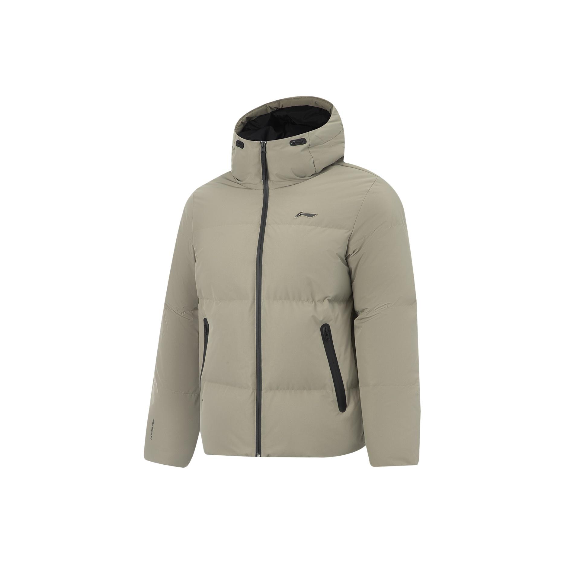 

Li Ning Серия Фитнес Повседневный Простой Удобный Однотонный Куртка Пуховик Мужская Куртка AYMV417-3 на Молнии Ветрозащитная Водоотталкивающая с Капюшоном Теплая с Логотипом XL