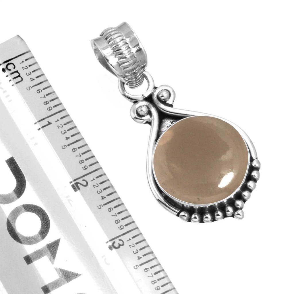 925 Sterling Silver Pendant Women Gemstone Handmade Jewelry Easter Gift Malachite Moonstone Rose Quartz Red Stone Smoky Topaz Tiger Eye Vintage