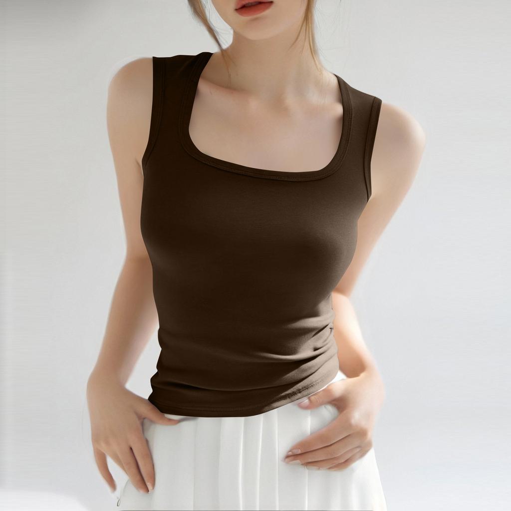 Women's Cotton Small Vest Suit With Chest Pad With A Sleeveless Bottom Top