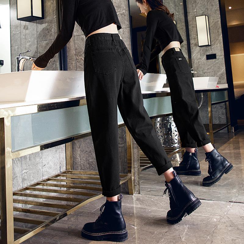 Women's High-Waisted Loose Slimming Winter Jeans - Plus Velvet, Gray, Belly-Covering Casual Harem Carrot Pants