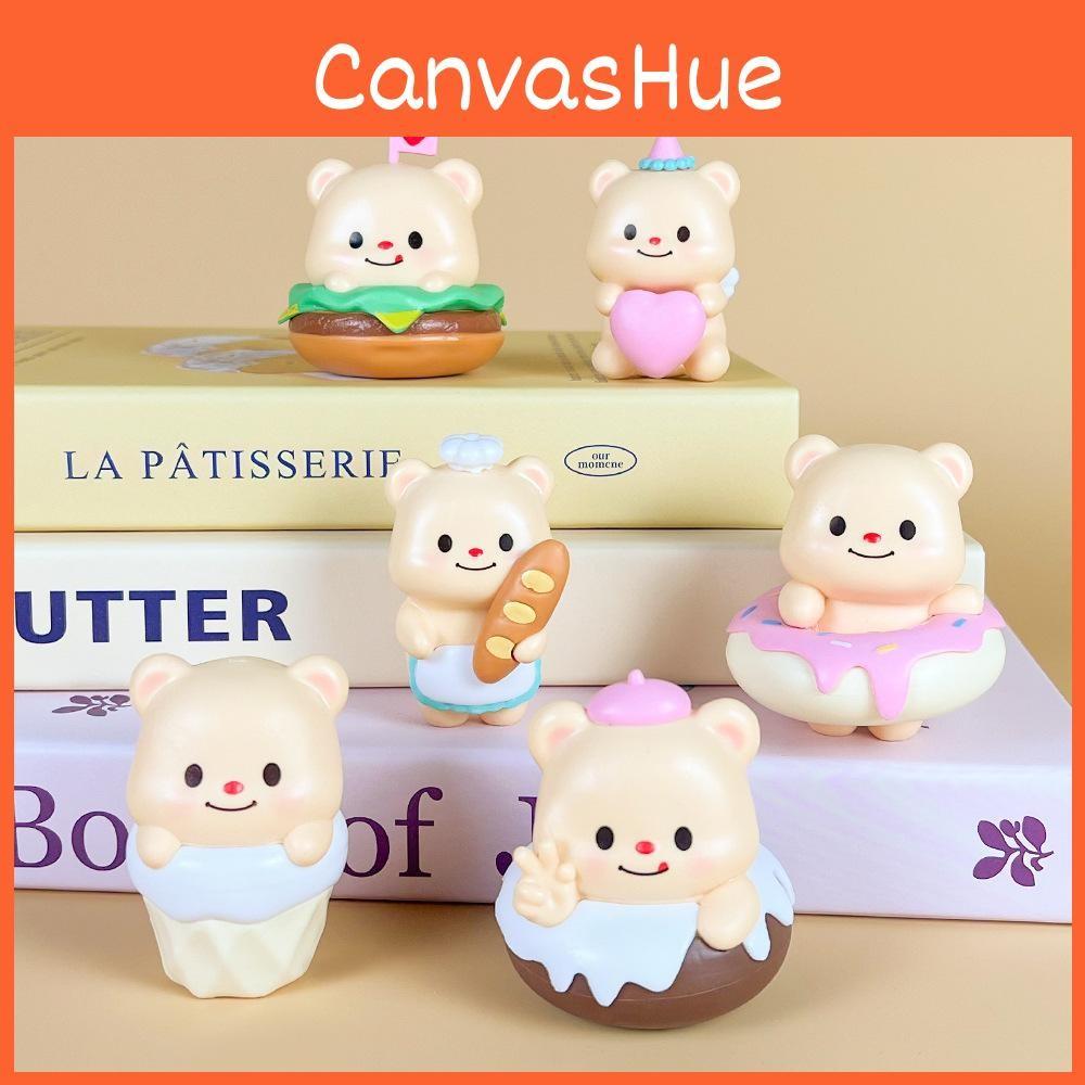 Bear Butter Cute Donut Burger Swing Food Series Model Ornament Set Desktop Decor