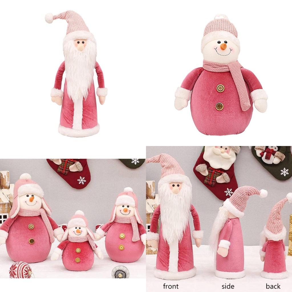 Soft And Cozy Christmas Pink Knitted Hat Snowman Stuffed Doll
