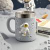 Universe Moon Stars Astronaut In Outer Space 3D Coffee Mug 304 Stainless Steel Liner Cup With Handle Gift For Kids