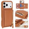 Crossbody Zipper Wallet Ring Holder Litchi Leather Phone Case