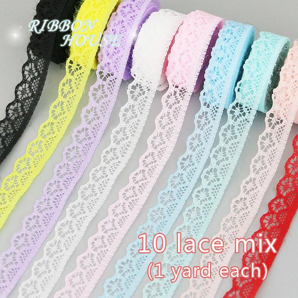 

(10 lace/lot) white fabric Webbing Decoration Lovely gift packing Material ribbons mix