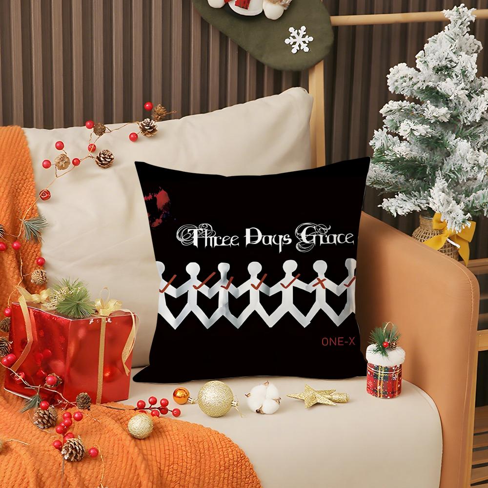 Rack band T-Three Days Grace Pillow Case Living Room Sofa Decorative Cushion Cover Simple Household Light Luxury Printed Pillow 30X30cm