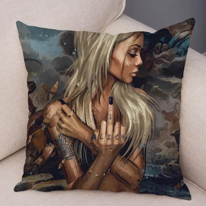 Bedroom Living Room Pillowcase Dark Gothic Tattoo Sexy Beautiful Girl Decorative Cushion Cover Sofa Car