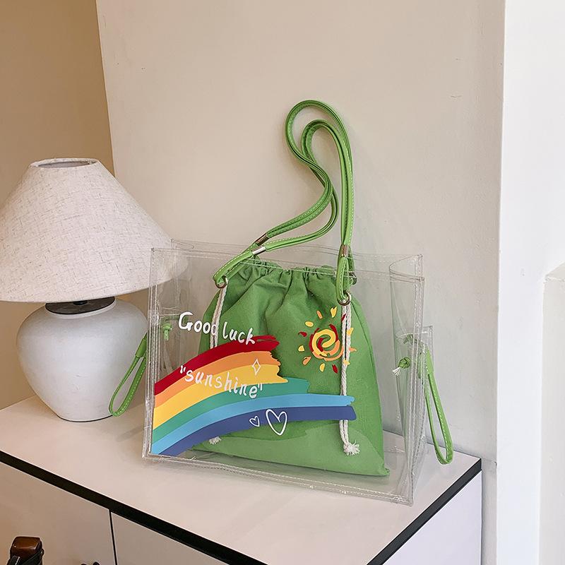 Regenbogen transparent Mutter-Kind-Tasche Tragetasche Sommer große Kapazität neu vielseitig lässige Umhängetasche