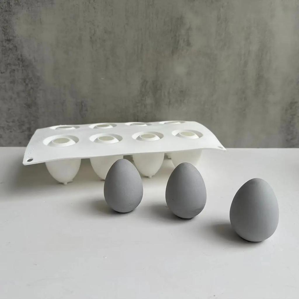 8-Cavity Egg Silicone Mold, Easter Egg Plaster Mold, DIY Aromatherapy Candle Home Decor Epoxy Resin Mold