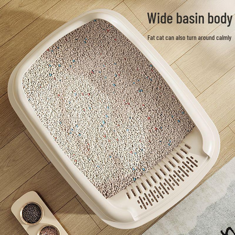 Extra-Large Semi-Enclosed Splash-Proof Cat Litter Box for Adult and Young Cats