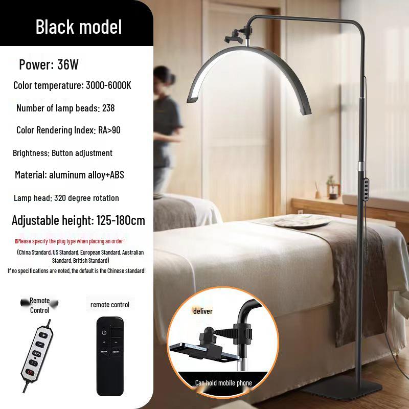 24-inch Half-Moon LED Beauty Lamp for Manicure, Microblading, Eyebrow, Eyelash, Eye Protection, Floor Fill Light.