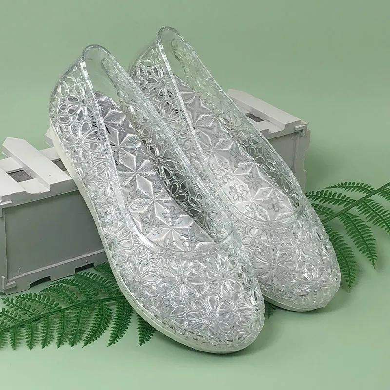 WTEMPO Women's Spring Summer Large Size Hollow-out Breathable Solid Color Flat Thick Heel Anti Slip Casual Shoes Single Shoes