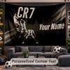 Tapeçaria de Parede com Nome Personalizado Padrão Cristiano Ronaldo Tecido Impresso Personalizado Decoração de Parede