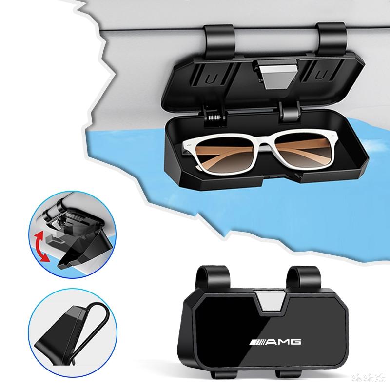Car Sun Visor Glasses Clip Sunglasses Storage Case For Benz AMG W204 W205 W203 W211 W212 W213 W201 W210 GLC GLA GLB GLS Stickers