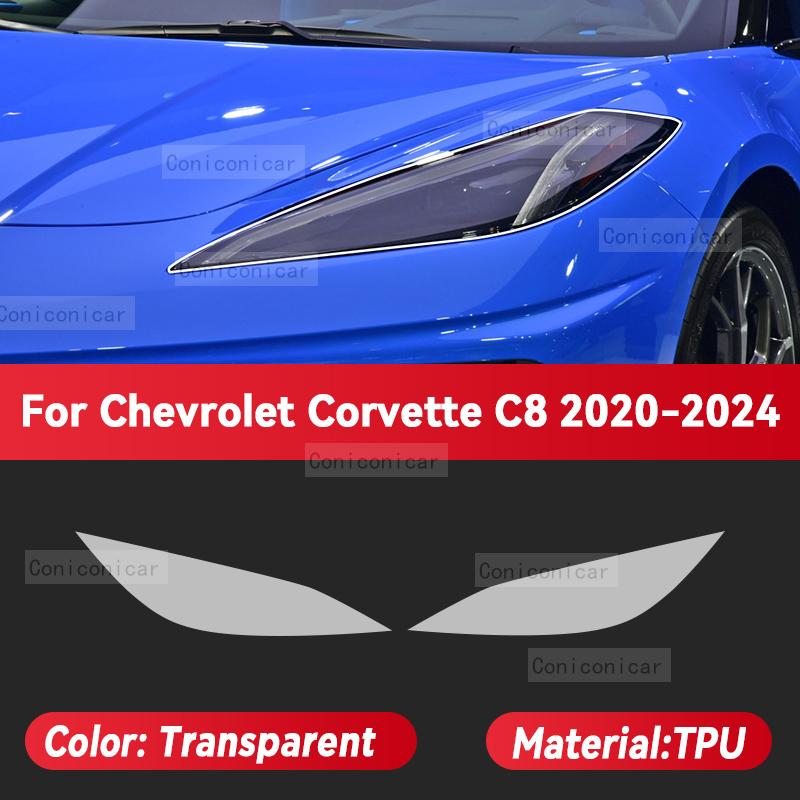 Für Chevrolet Corvette 2014-2024 Auto Scheinwerfer Transparent TPU Schutzfolie Frontlicht Tönung Farbwechsel Aufkleber