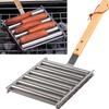 Stainless Steel Sausage Rack Detachable Rolling Barbecue Grill Outdoor Hot Dog Barbecue Grill Sausage Rack