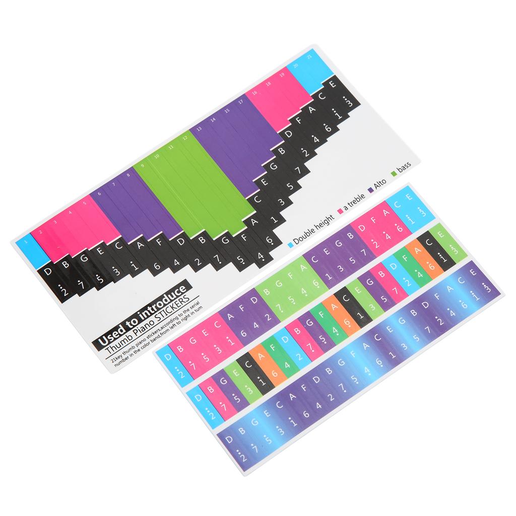 Colorful Kalimba Scale Sticker Thumb Piano Key Stickers Musical Note Decoration for Beginner21 Keys