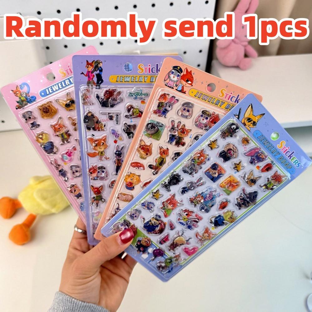 Anime Zootopia 3D Crystal Stickers  Cartoon Nick Judy Character Sticker Cute Handmade Planner Journal Stationery Decal Toy