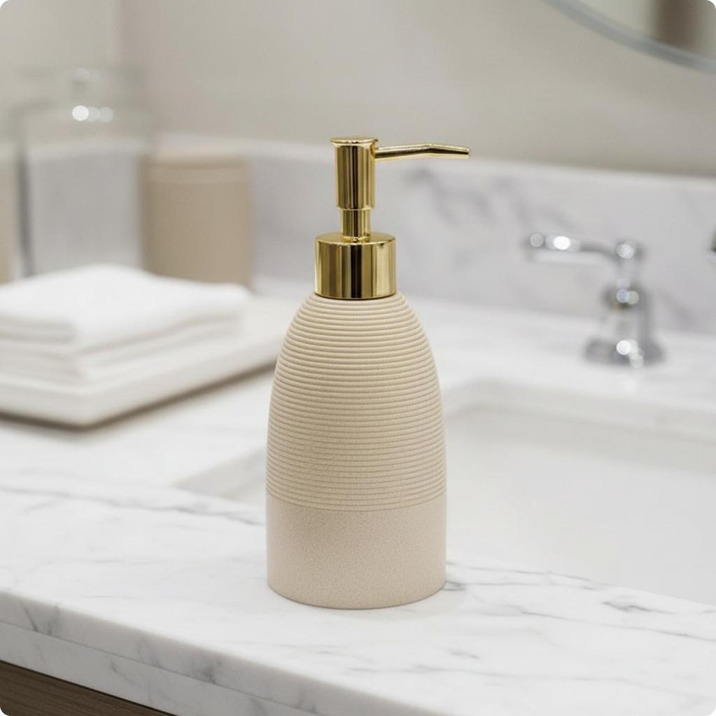 Resin Countertop Dispenser Bottle with Handaction Pump Ergonomic Frosted Soap
