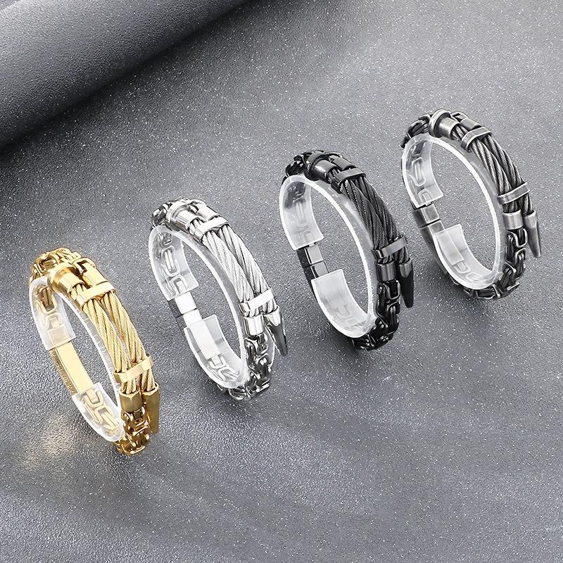 2026 Creative Design Weiya Line Steel Wire Nail Jewelry Rock Emperor Chain Titanium Steel Men's Bracelet