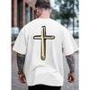 European Size Men's Oversized Summer T-Shirt with Money Lettering Print - Breathable Round Neck Short Sleeve Casual Loose Fit Tee for Outdoor Sports