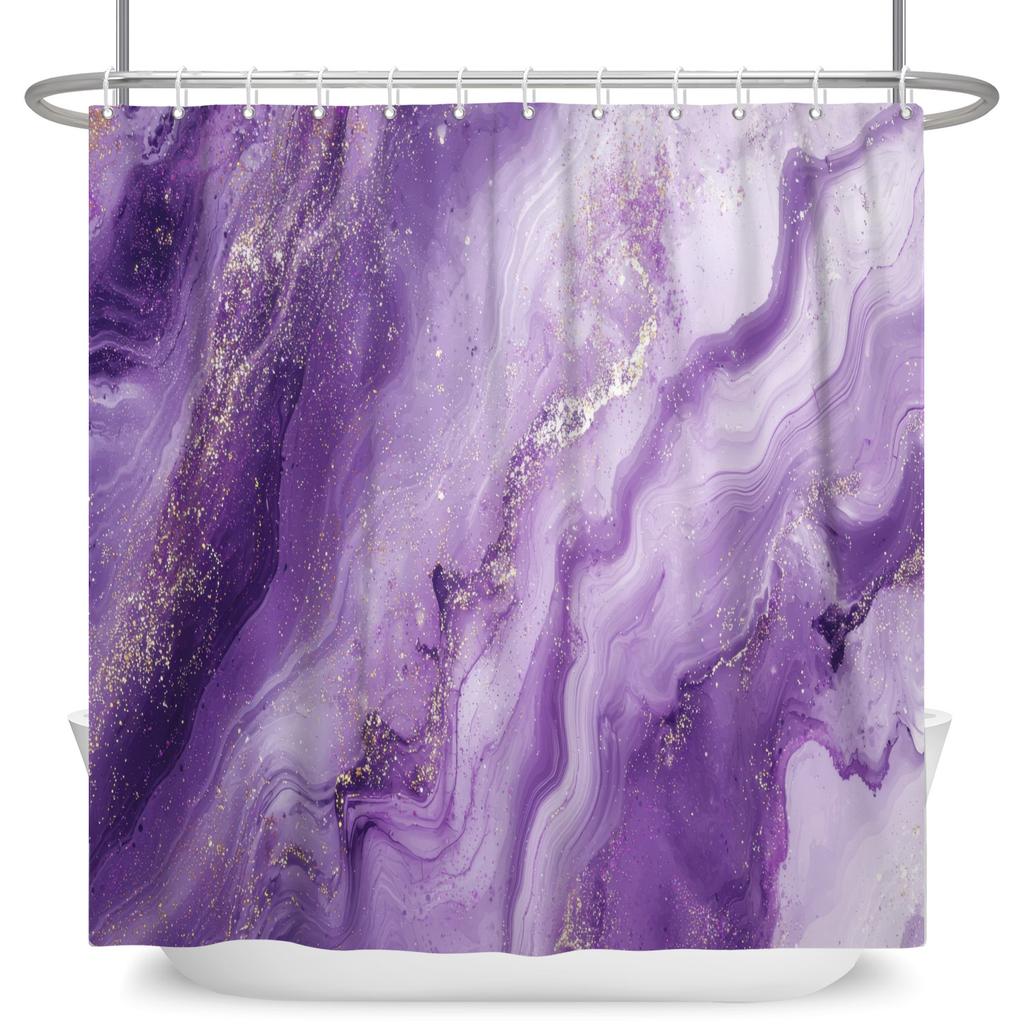 Marble Texture Shower Curtain Abstract Fluid Art Print Waterproof Bath Curtain Bathroom Decor Multiple Color Polyester With Hook