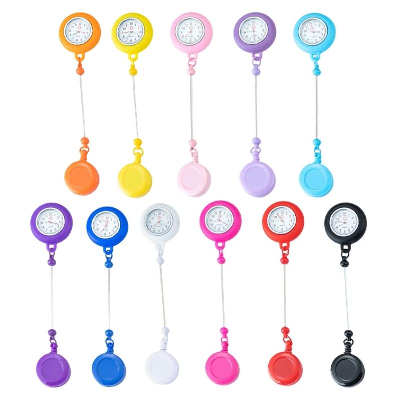 Retractable Badge Reels Nurse Watch Beadable Badge Holder Watch with Belt Clip for Nurse Doctor Healthcare Paramedic