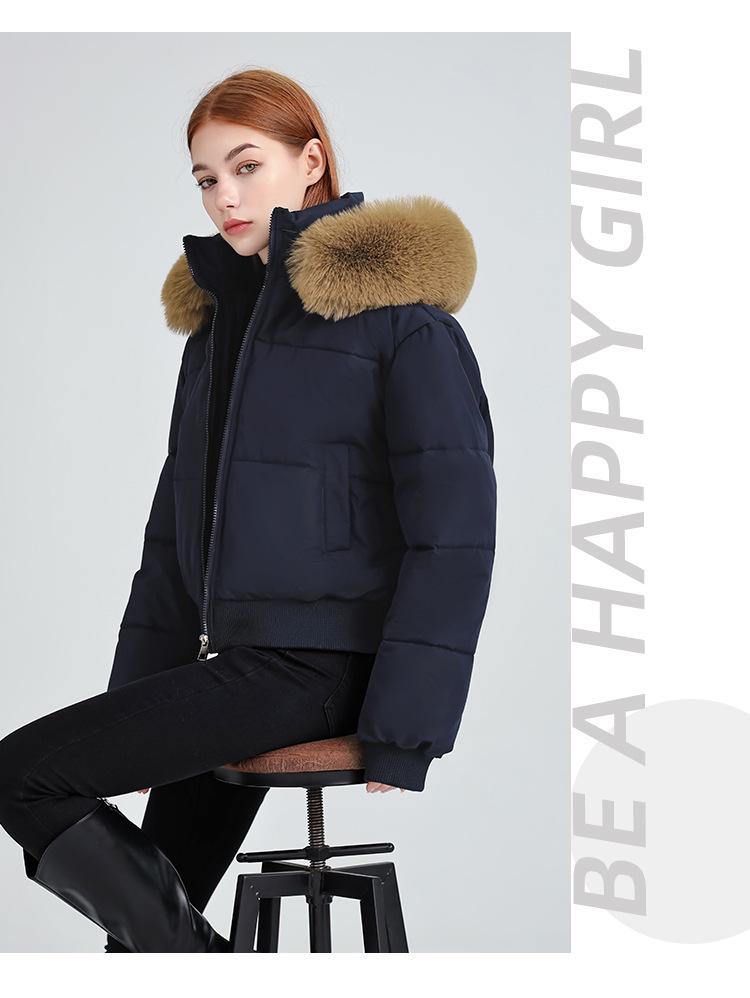 Women's Faux Fur Hooded Down Jacket - 2025 Winter Short Puffer Coat