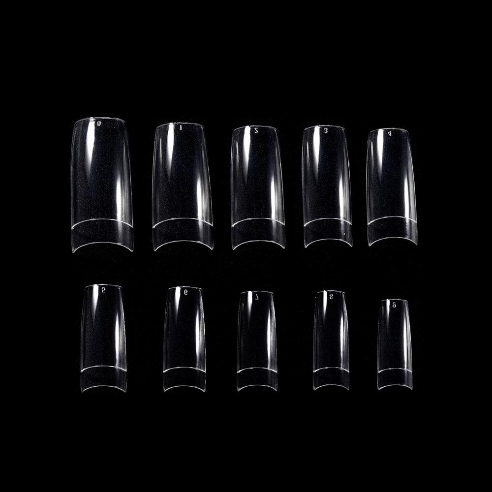 500 Buc. Tips Unghii Pătrate Franceze Transparente/Naturale Unghii Acrilice Artificiale Jumătate Fulgi Falsi Tips Unghii 10 Mărimi cu Cutie de Plastic Transparentă