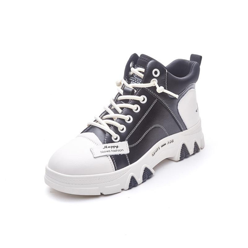 Trend tooling boots women's winter and autumn new high-top casual short boots velvet little white women's shoes platform Martin boots