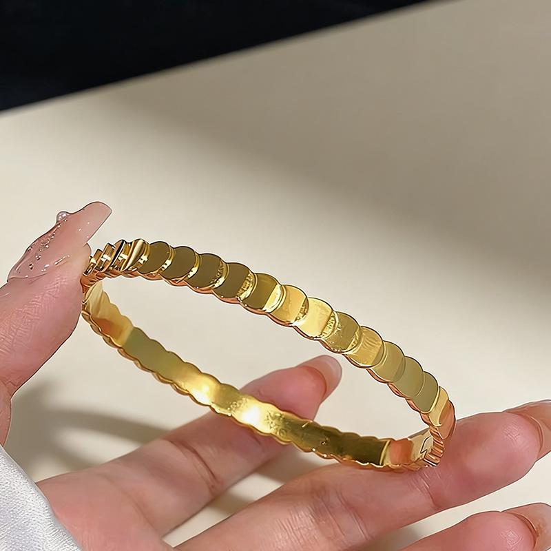 Trendy Stackable Gold Plated Bangles for Women Stainless Steel CZ Crystal Bracelet Luxury Fashion Accessories Mother's Day Gift
