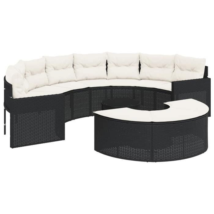 VidaXL Garden Lounge Set 3 Pcs Semi-Round Black Wicker, Garden Lounge Set, Garden Lounge Frame, Sofa of 3262065