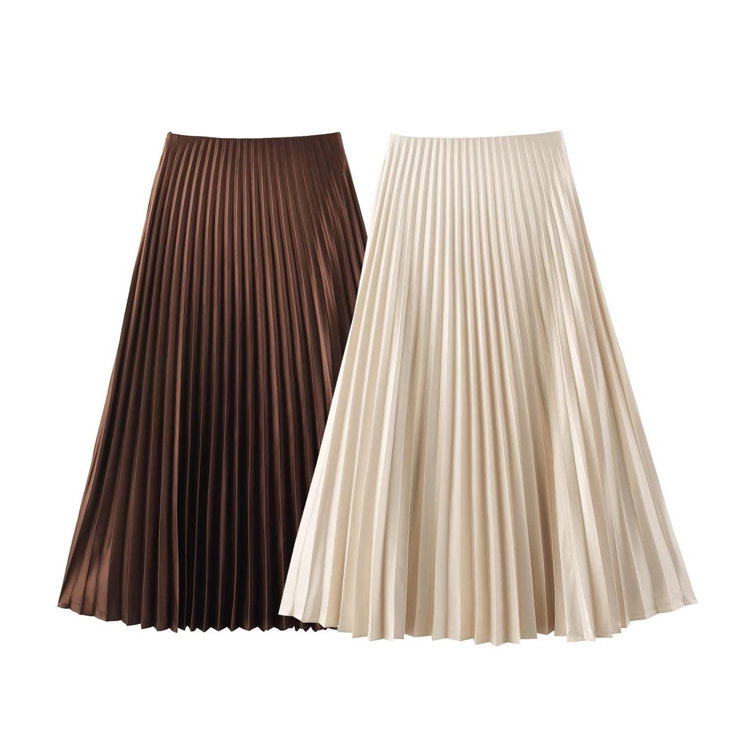 

TAOP&ZA Women s Spring/Summer Pleated High Waist Midi Skirt L бежевий