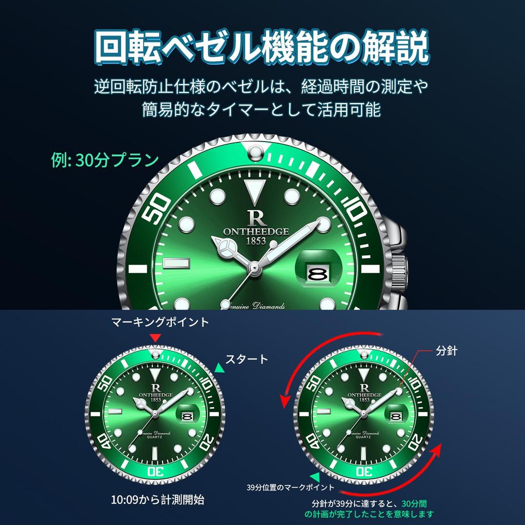 Analog Quartz Water Resistant to 3 Stainless Rotating Date Luminous Large Perfect for Job and More Men's Watch, ATM, Steel, Bezel, Display, Display,