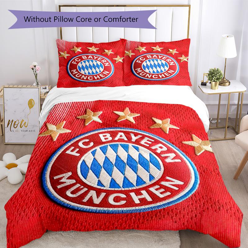 Bayern Münih Nevresim Takımı Nefes Alabilen Yorgan Kılıfı ve Yastık Kılıfları Yatak Odası için Dekoratif Nevresim Takımı Ev Dekorasyonu Doğum Günü Hediyesi
