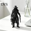 Matte Black Ornament 3D Printed Gothic Lantern Hunter Figurine, Dark Cloaked Man Statue Durable Static Figure with Cape for Halloween, Spooky