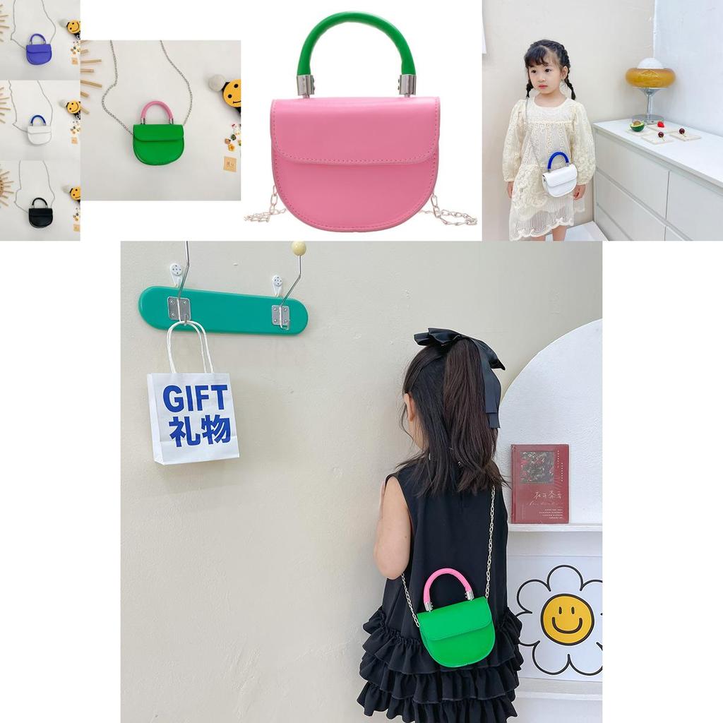 Fashionable Girls Mini Pu Handbag Chic Color Block Design Perfect For Everyday Use