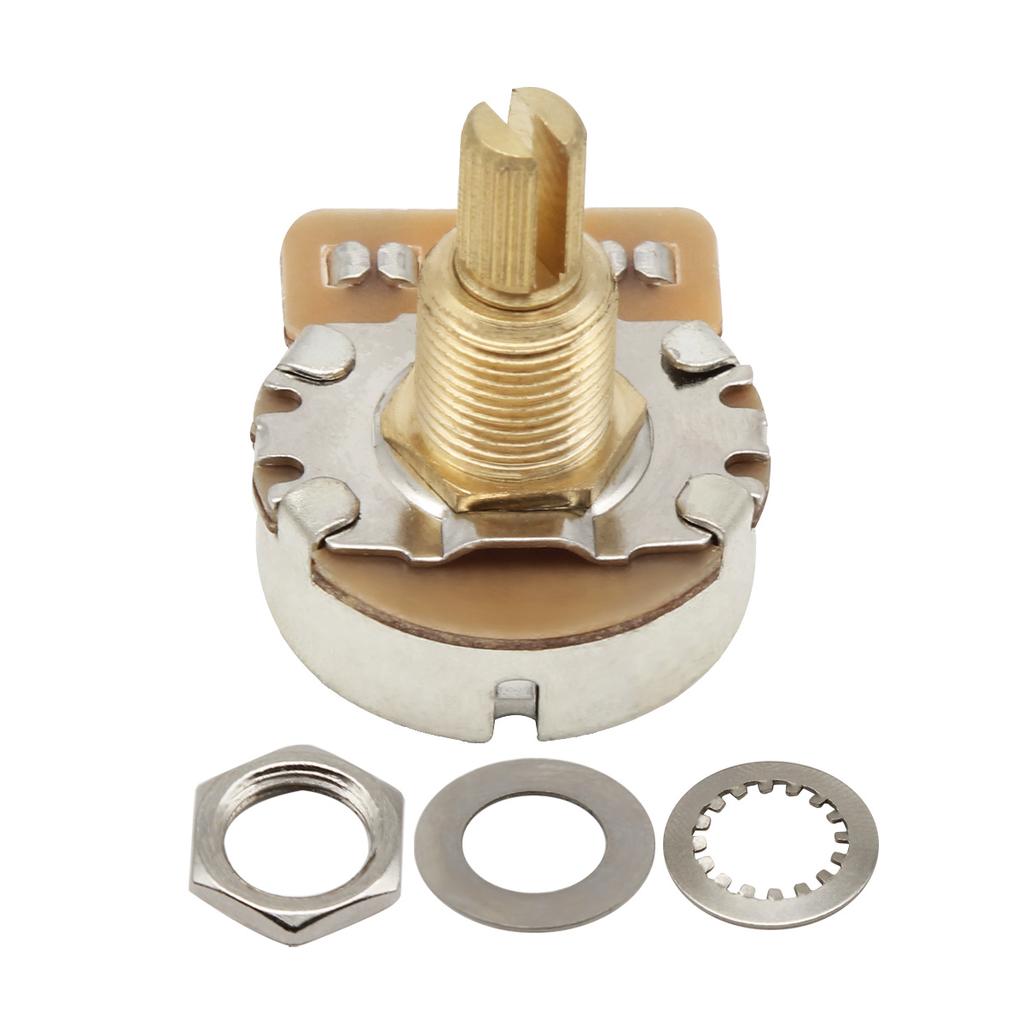 FLEOR 2PCS Guitar Potentiometers Fine 24-spline Brass Shaft Pots 500K/250K Long / Short Shaft Choose Guitar Parts