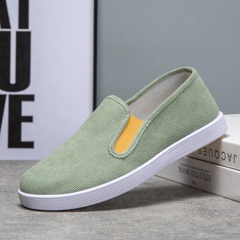 Old Beijing Cloth Shoes Men's Corduroy Board Shoes Non-slip and Wear-resistant One-pedal Trendy Versatile Men's Work Shoes