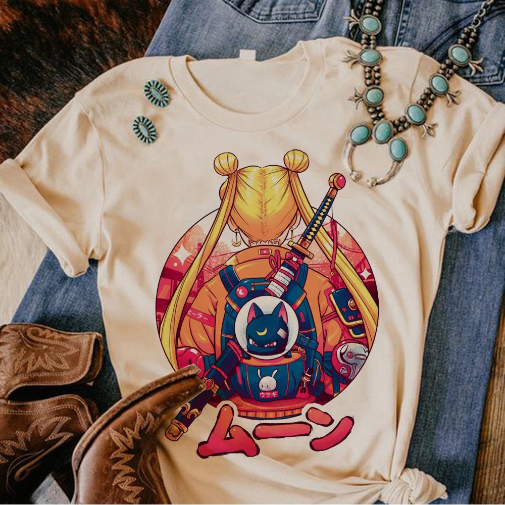 80s Moon Cat t shirt Women comic Japanese harajuku tshirts feUnisex 2000s anime funny clothes