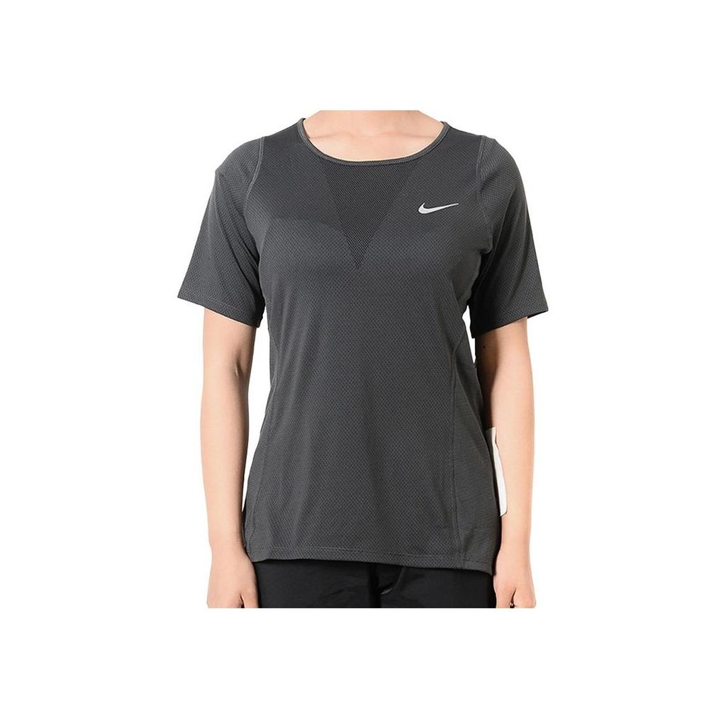 Nike Solid Color Logo Print Loose Round Neck Short Sleeve T-Shirt Women Tops Gray 938439-010