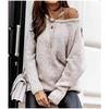 Suéter de punto otoño e invierno sexy de hombros descubiertos cuello redondo liso casual holgado talla grande mujer